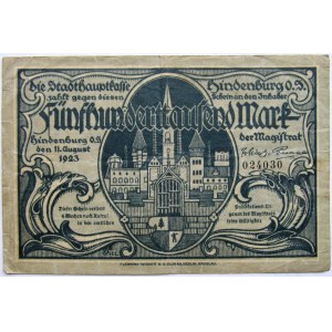 Śląsk, Zabrze, 500 000 marek nr 024070, edycja 11 sierpnia 1923