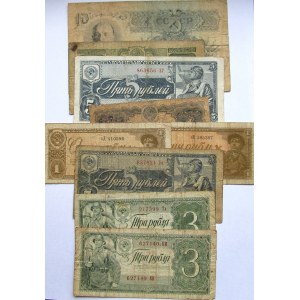 Rosja Radziecka, zestaw banknotów 16 sztuk, edycje 1937 i 1938