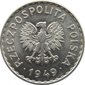 Polska, PRL, 1 złoty 1949, UNC-