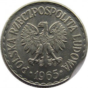 Polska, PRL, 1 złoty 1965 destrukt, UNC