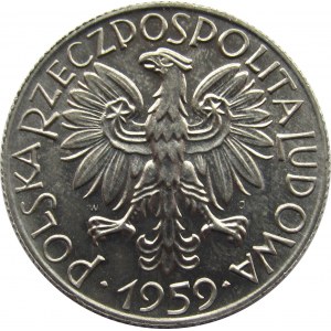 Polska, PRL, Rybak, 5 złotych 1959, UNC/UNC-