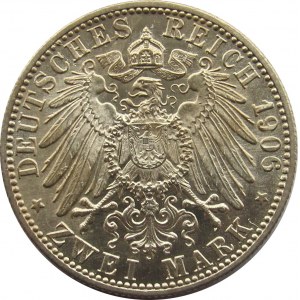 Niemcy, Badenia, 2 marki 1906, Złote Gody, UNC