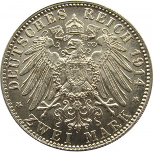Niemcy, Bawaria, 2 marki 1914, UNC