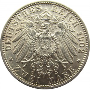 Niemcy, Badenia, Fryderyk, 2 marki 1902, 50-lecie panowania