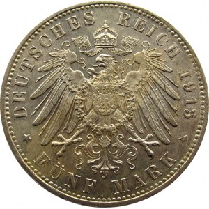 Niemcy, Bawaria, Otto 5 marek 1913, ładne