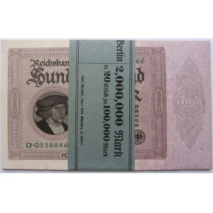Niemcy 1871-1924, paczka banknotów 100000 marek 1923, UNC