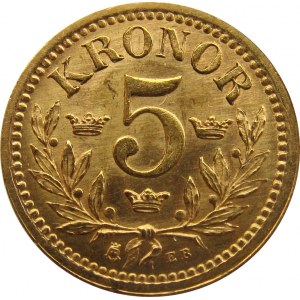 Szwecja, Oskar II, 5 koron 1901, UNC