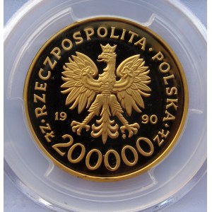 Polska, III RP, 200000 złotych 1990, 10 lat Solidarności, średnica 32 mm