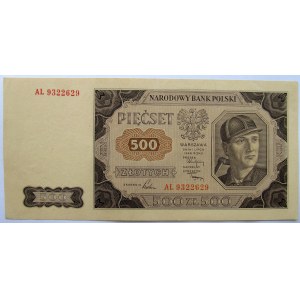 Polska, RP, 500 złotych 1948, seria AL, UNC