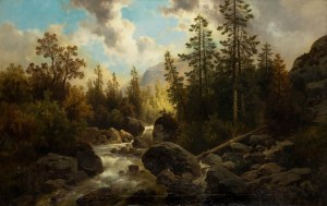 Josef Thoma (1828-1899), Paysage avec ruisseau de montagne