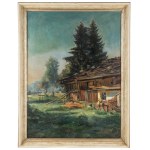 Adam Pełczyński (1865 Gorlice - 1926), Paysage avec une maison, 1900.