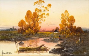 Karl Heimroth (1860 - 1930), Paesaggio d'autunno, 1898.
