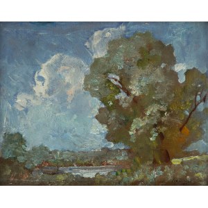 Bronisław Jamontt (1886 Dokudowo -1957 Toruń), Paesaggio con albero, 1952.