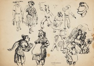 Franciszek Starowieyski (1930 Bratkówka near Krosno - 2009 Warsaw), Sketches, double-sided work, 1950s.