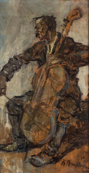 Roman Antoni Breitenwald (1911 Piotrków Trybunalski - 1985 Miechów), lidový hráč - violoncellista, 1949.