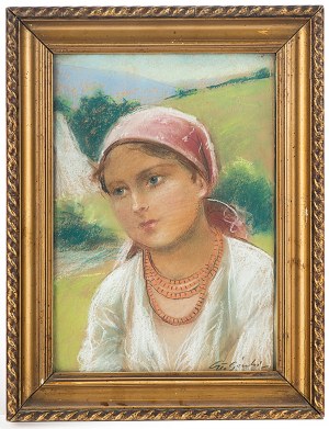 Stanisław Górski (1887 Kościan - 1955 Kraków), Portrait d'une femme des Highlands