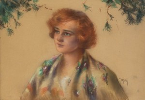 Joseph Ujheli (1895-?), Ritratto di donna dai capelli rossi