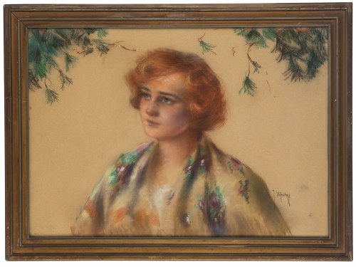 Józef Ujheli (1895-?), Portret rudowłosej