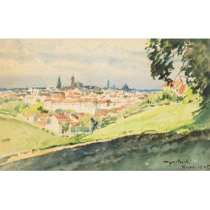 Tadeusz Nartowski (1892 Zręby presso Łomża - 1971 Stettino), Panorama di Cracovia, 1945.