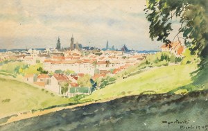 Tadeusz Nartowski (1892 Zręby presso Łomża - 1971 Stettino), Panorama di Cracovia, 1945.