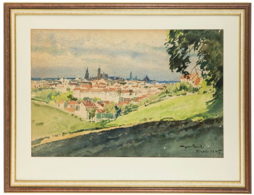 Tadeusz Nartowski (1892 Zręby k. Łomży - 1971 Szczecin), Panorama Krakowa, 1945 r.