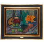 Jan Hrynkowski (1891 Żelechów near Lviv - 1971 Kraków), Still life with marigolds and lute