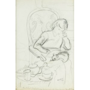 Henryk Hayden (1883 Varsovie - 1970 Paris), Femme avec un chat sur les genoux, 1946.