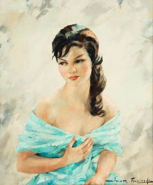Igor Talwiński (1907 Varsovie - 1983 Paris), Portrait d'une jeune fille en robe bleue