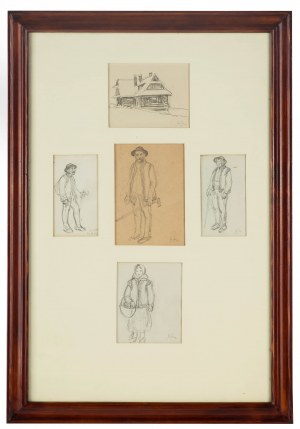 Stanisław Żurawski (1889 Krosno - 1976 Cracovie), Highlanders et une femme Highlander - une collection de 5 dessins