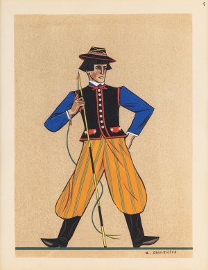 Zofia Stryjeńska (1891 Cracovie - 1976 Genève), Costume folklorique de Łowicz, 1939.
