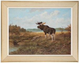 Georg Majewicz (1897 Polkowice - 1965 Münchberg), Moose at a watering hole