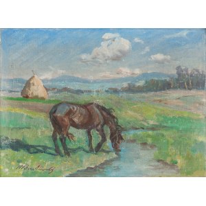 Roman Antoni Breitenwald (1911 Piotrków Trybunalski - 1985 Miechów), Châtaigne au bord du ruisseau