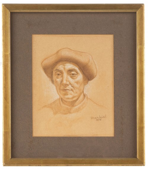 Jakub Markiel (1911 Łódź - 2008 Paryż), Portret Esthery w kapeluszu, 1975 r.
