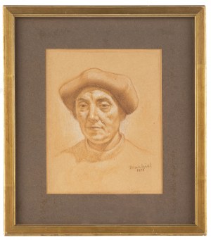 Jakub Markiel (1911 Łódź - 2008 Paris), Porträt von Esther mit einem Hut, 1975.
