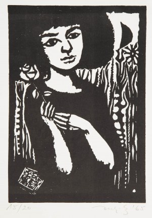 Jerzy Duda-Gracz (1941 Czestochowa - 2004 Lagow), Girl with a Rose, 1965.