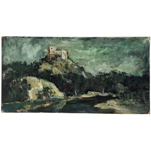 Aleksander Kwiatkowski (1919-?), Paesaggio con rovine di un castello