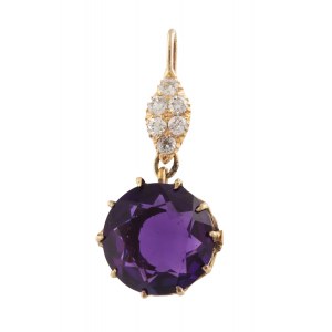 Anhänger mit Amethyst und Diamanten, 20. Jahrhundert.