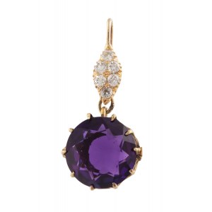 Pendant with amethyst and diamonds, 20th century.