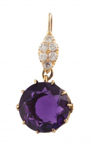 Pendant with amethyst and diamonds, 20th century.