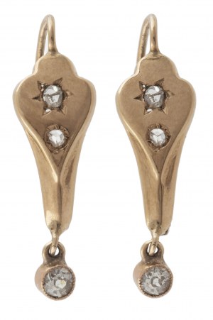 Gold earrings with diamonds, 19th/20th century.