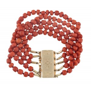 Bracelet with coral, 20th century.