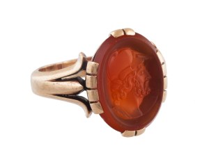 Ring with gemma (intaglio), mid-20th century.