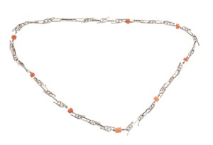 Silver necklace with coral, ORNO, pre-1963.
