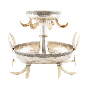 Two-tier platter - Hunting trophy from an expedition to India, Germany, Koch &amp; Bergfeld, 1905-1906.