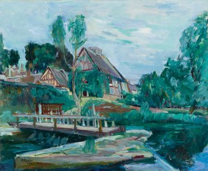 Henryk Epstein (1891 Lodz - 1944 concentration camp, probably Auschwitz), View of the watermill at Houlbec-Cocherel, 1934