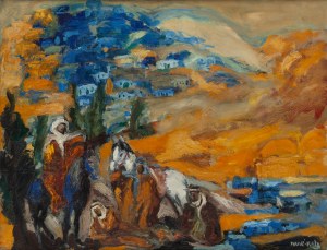 Emmanuel Katz (1894 Krzemieniec - 1962 Tel Aviv), Bedouins and a view of Jerusalem