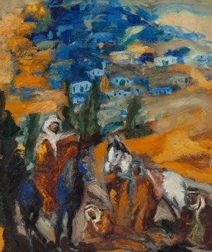 Emmanuel Katz (1894 Krzemieniec - 1962 Tel Aviv), Bedouins and a view of Jerusalem