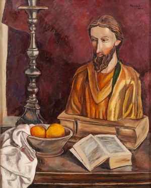 Szymon (Shamaj) Mondzain (Mondszajn) (1890 Chełm - 1979 Paříž), Zátiší s postavou svatého Michala, 1925