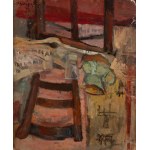 Zygmunt Schreter (1886 Łódź - 1977 Paryż), Portret mężczyzny (Autoportret?) (recto) / Wnętrze z krzesłem (verso)
