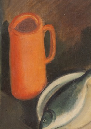 Leopold Levy (1882 Paríž - 1966), Zátišie s červeným džbánom a rybou, 1930
